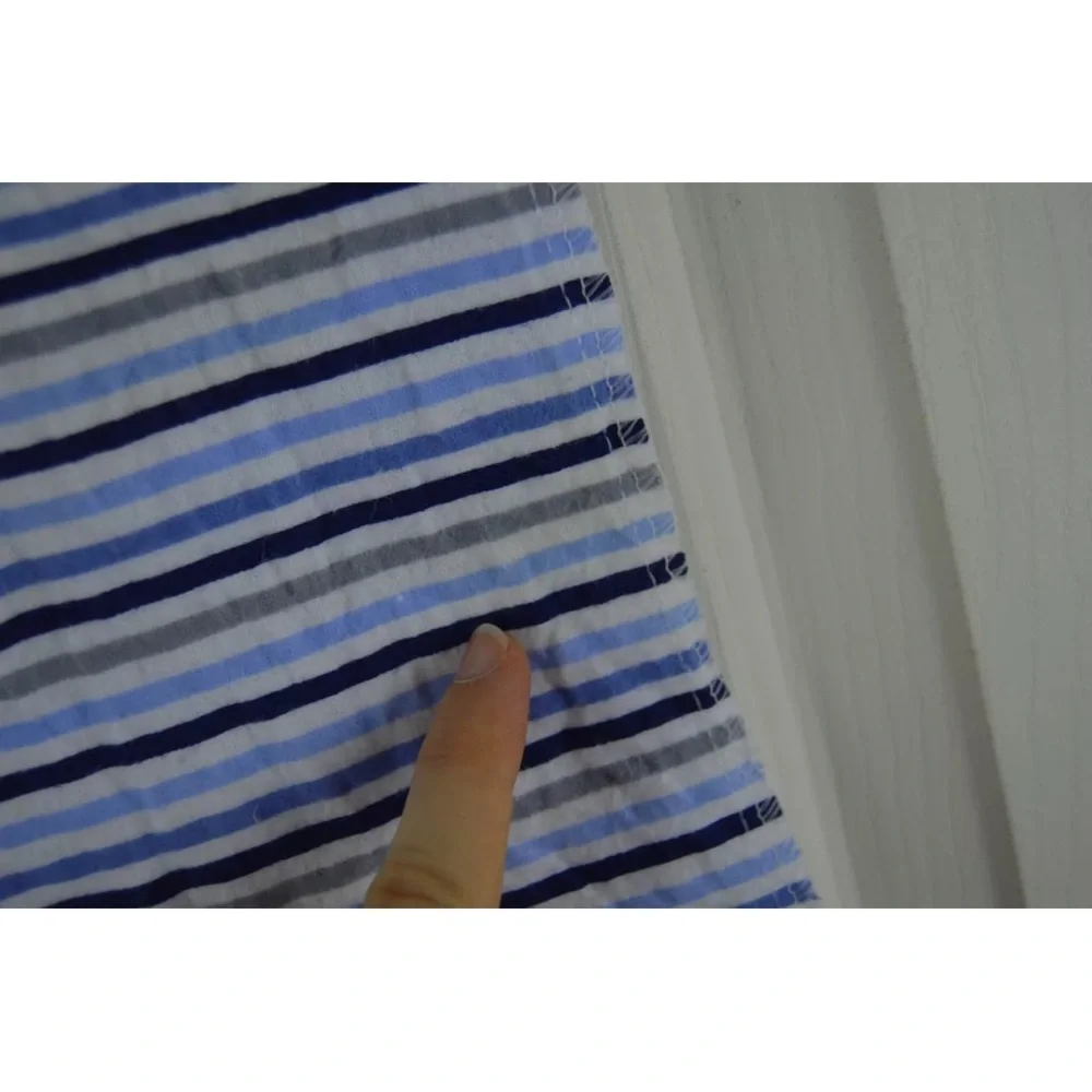 Parent's Choice Stripes Baby Blanket Flannel Receiving Blue White Gray Lovey